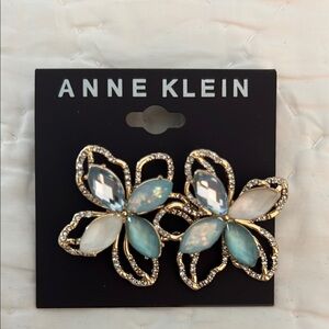 Anne Klein Gold and Blue Flower Earrings